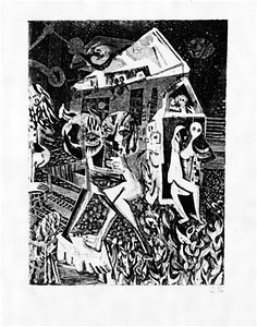 瑛九・銅版画　「SCALE II」より 28.春