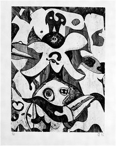 瑛九・銅版画　「SCALE II」より 53.女 B