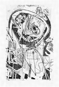 瑛九・銅版画　「SCALE III」より 110.黒い線