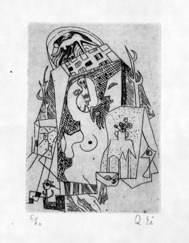 瑛九・銅版画　「SCALE IV」より 154.女と花