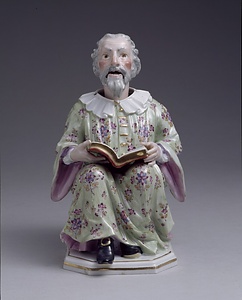 色絵置物「読書する男」