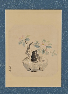 昭乗／盆栽椿図