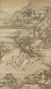 仇英／春夜桃李園沈香亭図