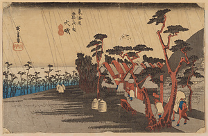 東海道五拾三次之内・大磯　虎ヶ雨