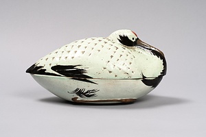 色絵鶴蓋物 ｢吉向｣印銘