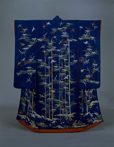 打掛 縹紗綾地竹鶴模様