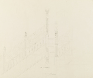 [上野博物館 翼屋階段手摺詳細図]
