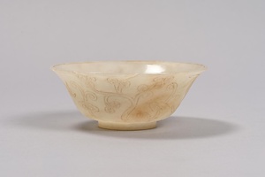 松竹梅彫白玉碗