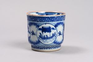 青花山水丸文碗