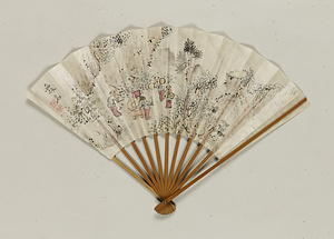唐子遊図扇面・蘭図扇面