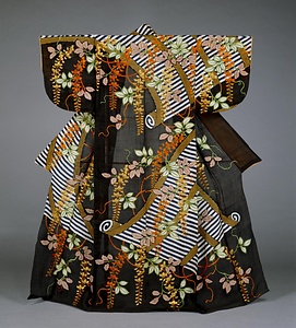 帷子 黒麻地御簾藤模様