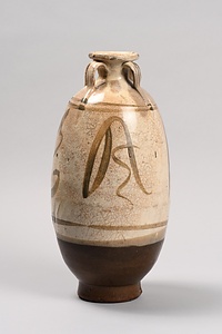 白釉鉄絵風花雪月字四耳瓶