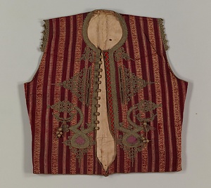 チョッキ 紫地縞文様