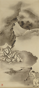 顔輝／高士読書図