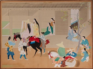 旅装束着用図（藤原時代風俗画のうち） 