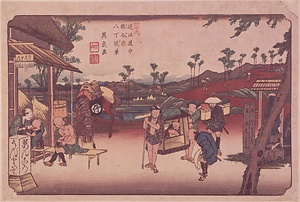 岐阻道中・熊谷宿八丁堤ノ景