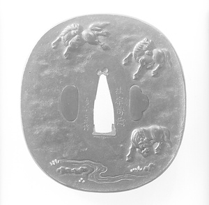 縁頭及鍔彫銘桂宗隣