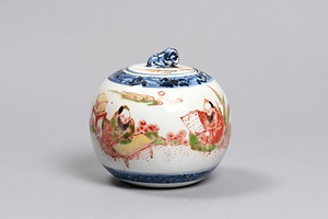 色絵唐人物文香炉｢湖東｣染付銘