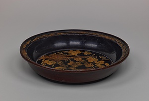 葡萄栗鼠漆絵面盆