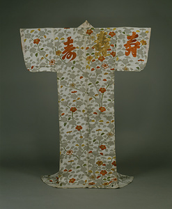 帷子 白麻地椿立木寿字模様