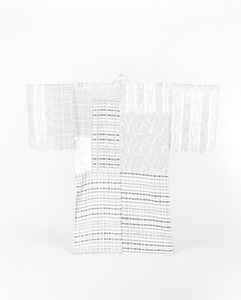 厚板 萌黄紫段格子縞雪持柳模様