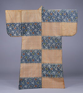 厚板 藍白段籠目唐草模様