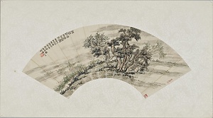 月下逍遥図扇面