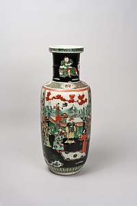 五彩小児祈壽図瓶