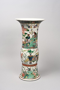 五彩文房花鳥尊式花器