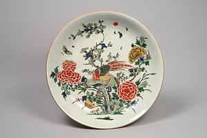 五彩花鳥文皿