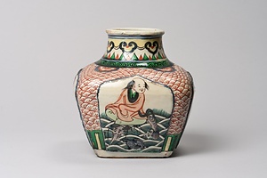 五彩仙人図方壺