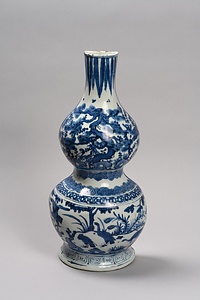 青花花鳥文瓢形瓶