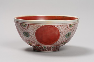 五彩金襴手赤玉文鉢