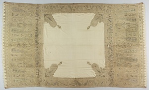 カシミヤ・ショール 白地ペイズリー花文様