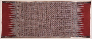 白地格子花文様更紗