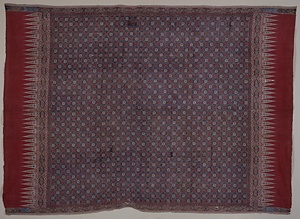 藍地花格子結び文様更紗