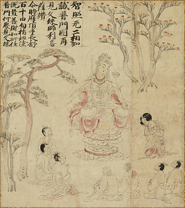 華厳五十五所絵巻断簡（文殊菩薩）