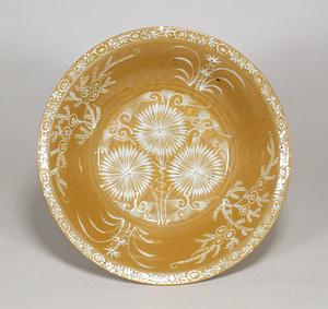 柿呉州餅花手花文大皿