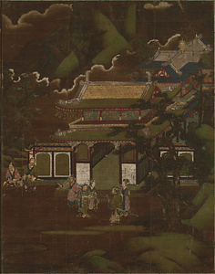 文王呂尚・商山四皓図屏風