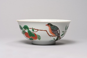 五彩桃樹鳥文鉢