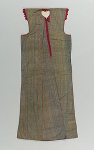 袖無しコート 緑地縞文様