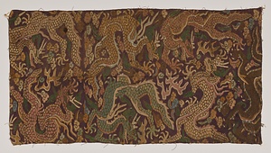 緙絲 紫地龍文様