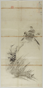 牧渓／双鳩図