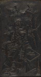 浮世絵版木・初代市川団蔵と初代大谷広次の草摺曳／梅下美人