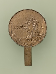 山水楼閣図柄鏡