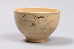 染付雲鶴文茶碗