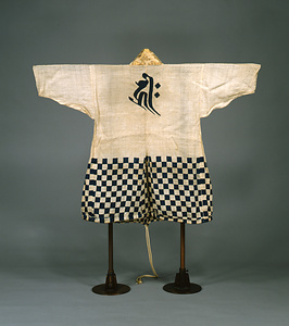 鎧下着 白麻地梵字石畳模様