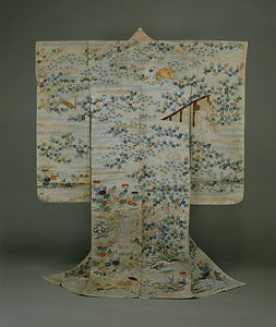 帷子 白麻地檜扇琴御簾幔幕蓑笠風景模様