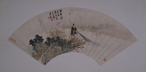 漁父図扇面
