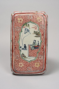 五彩人物文長方合子